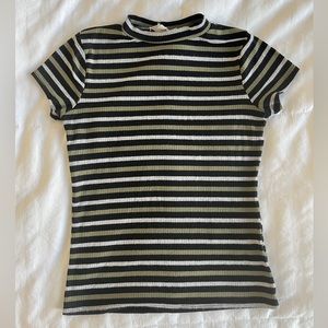 ❌SOLD❌ Black Striped Ribbed Turtleneck Top